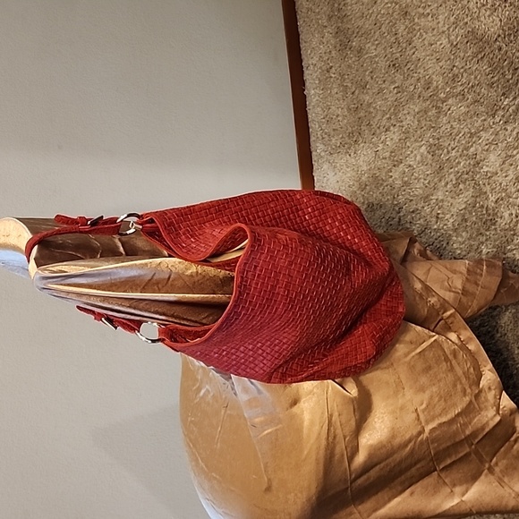 Large Red Genuine Leather Hobo - Picture 2 of 5